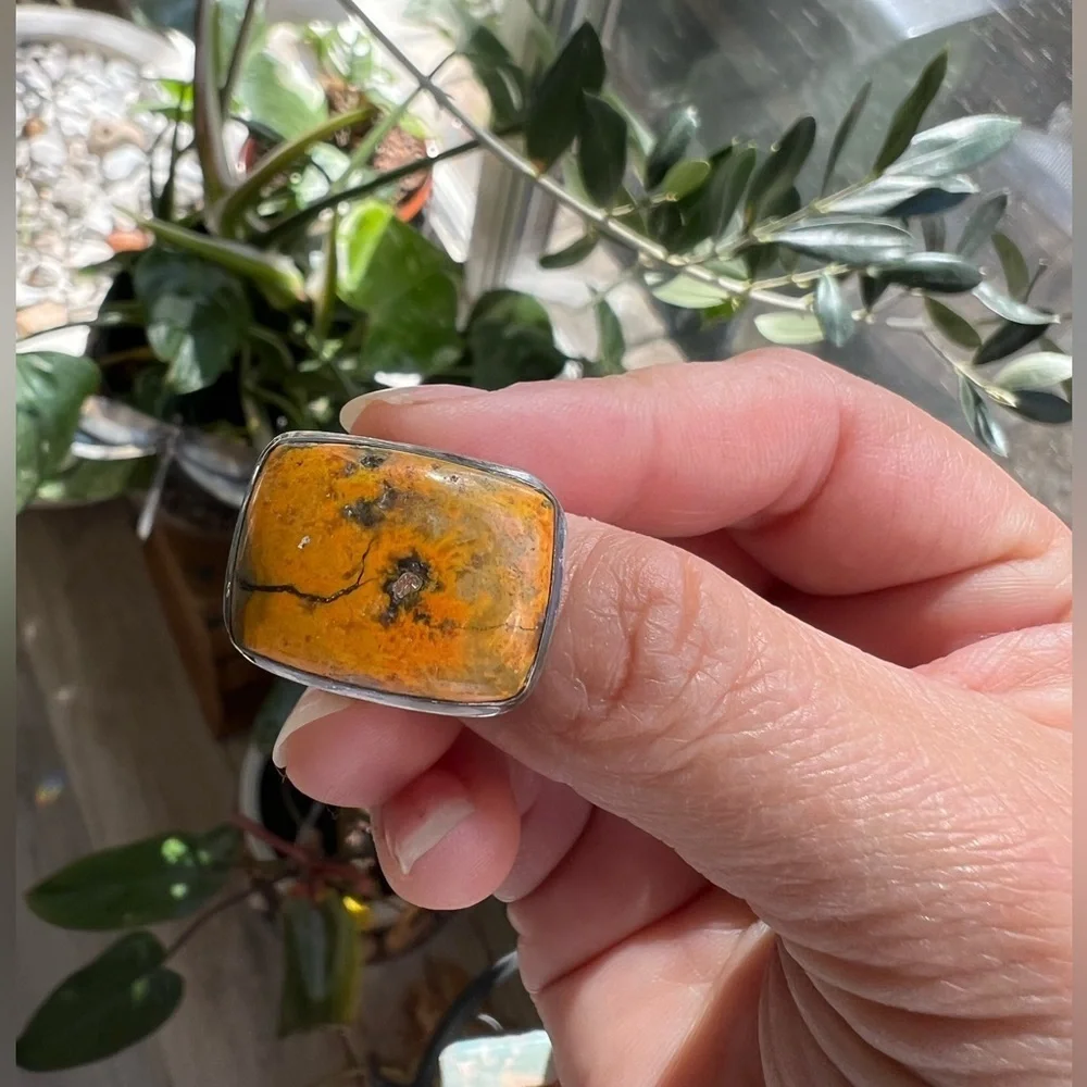 Bumble bee Jasper ring size 6